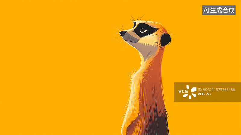 【AI数字艺术】警觉的猫鼬插画图片素材