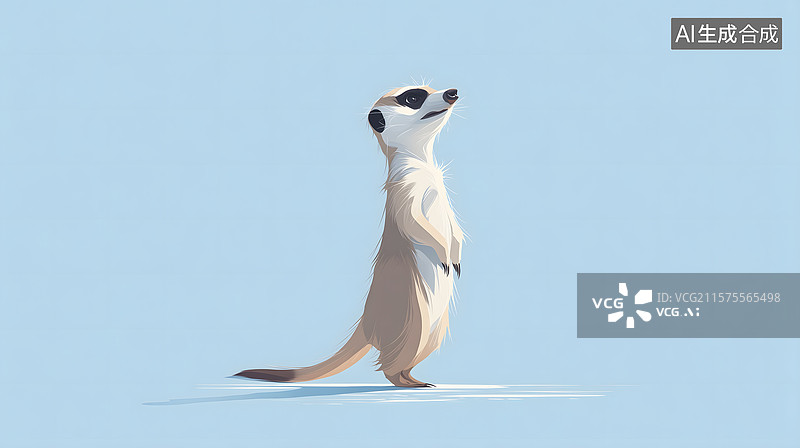 【AI数字艺术】警觉的猫鼬插画图片素材