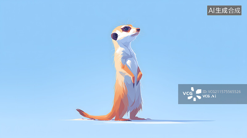 【AI数字艺术】警觉的猫鼬插画图片素材