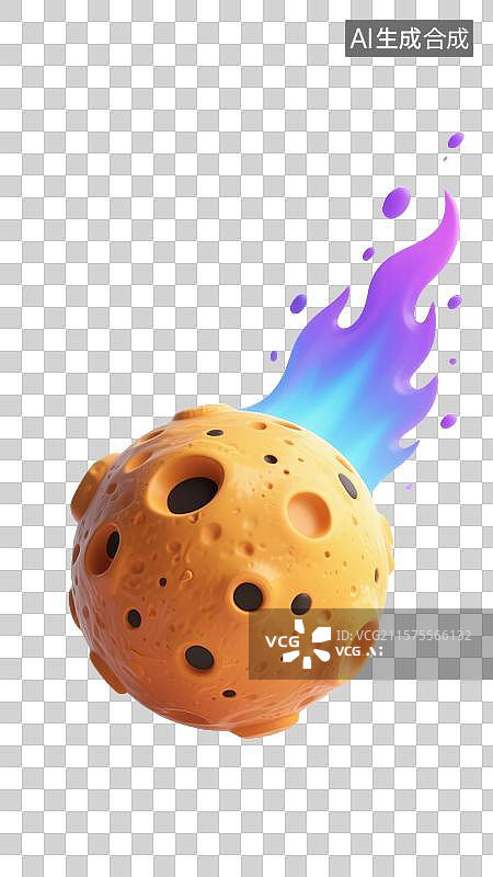 【AI数字艺术】3D三维流星雨陨石元素图片素材