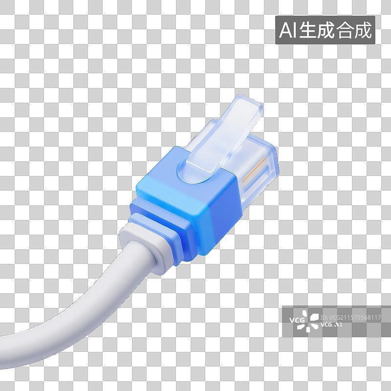 【AI数字艺术】蓝色网线的互联世界图片素材