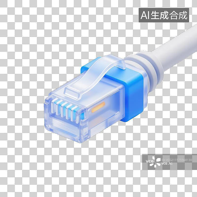 【AI数字艺术】蓝色网线的互联世界图片素材