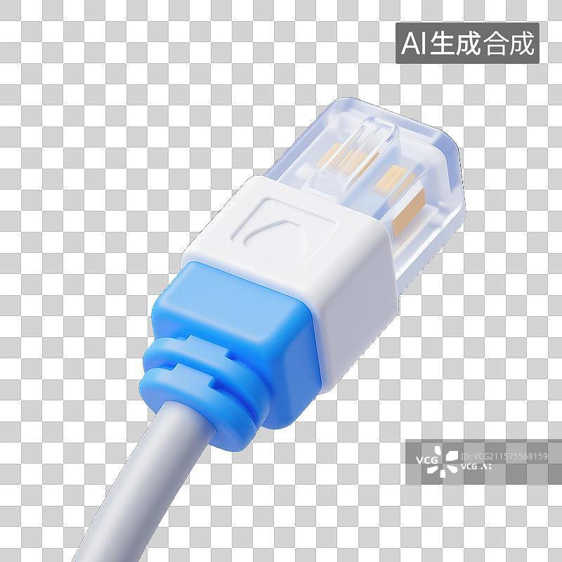 【AI数字艺术】蓝色网线的互联世界图片素材