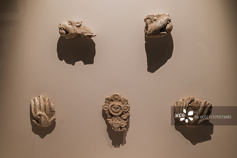 西夏屋檐装饰 西夏艺术成就 中国宁夏银川西夏王陵景区西夏陵博物馆 西夏陵博物馆文物 西夏时期文物图片素材