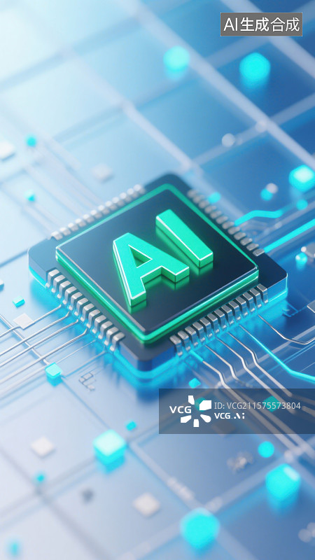 【AI数字艺术】3D三维AI人工智能芯片电路板CPU 概念图片素材