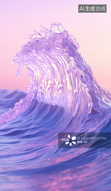 【AI数字艺术】梦幻紫色海浪图片素材