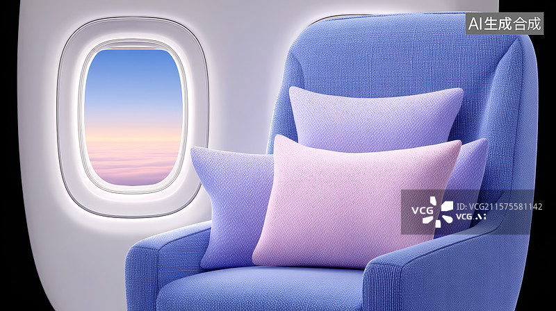 【AI数字艺术】飞机座椅旁的窗景日落图片素材