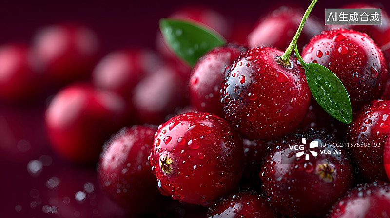 【AI数字艺术】饱满欲滴的蔓越莓图片素材