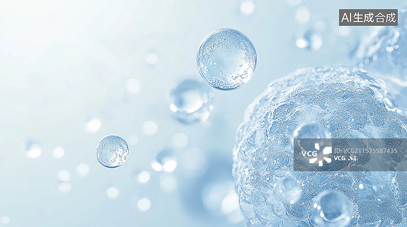 【AI数字艺术】肌肤补水，水分子结构图片素材