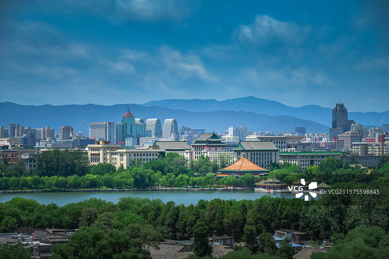 北京城市北海公园五龙亭香山景观风光图片素材