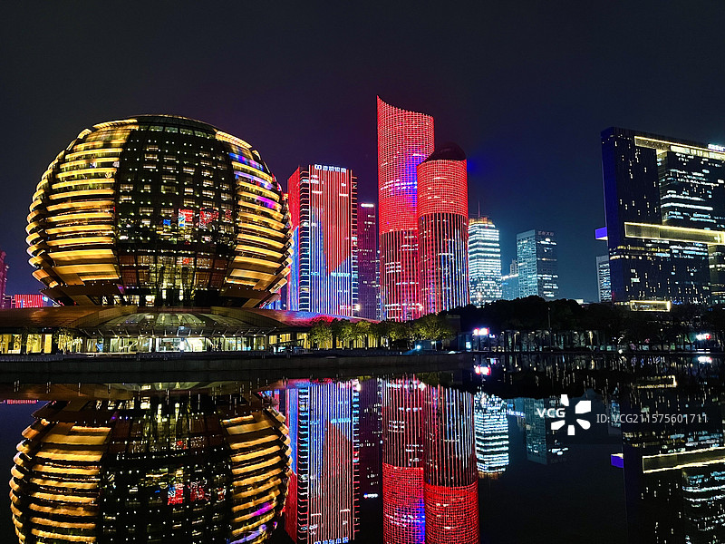 杭州钱江新城灯光秀图片素材