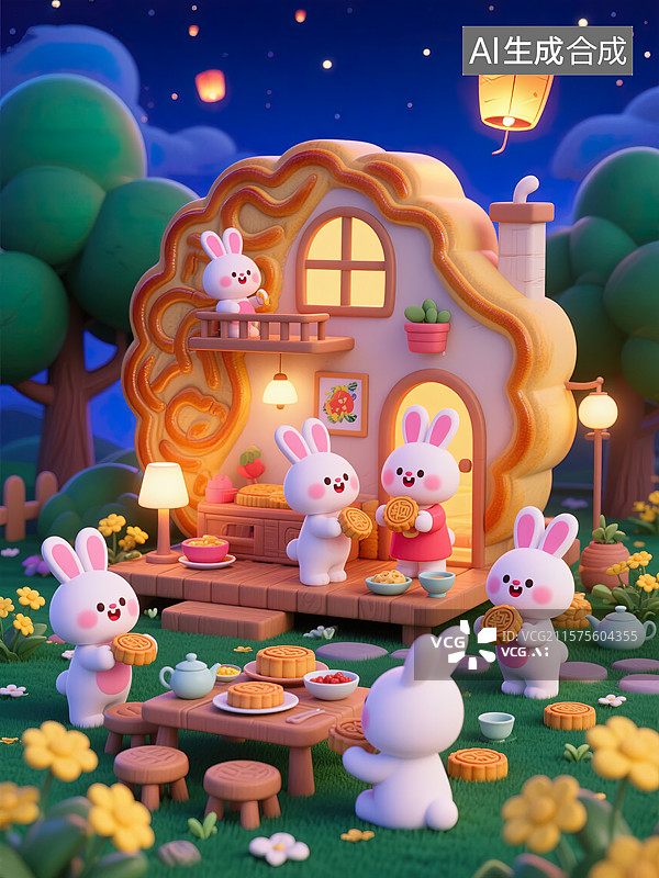 【AI数字艺术】月兔邀您共赏中秋月图片素材