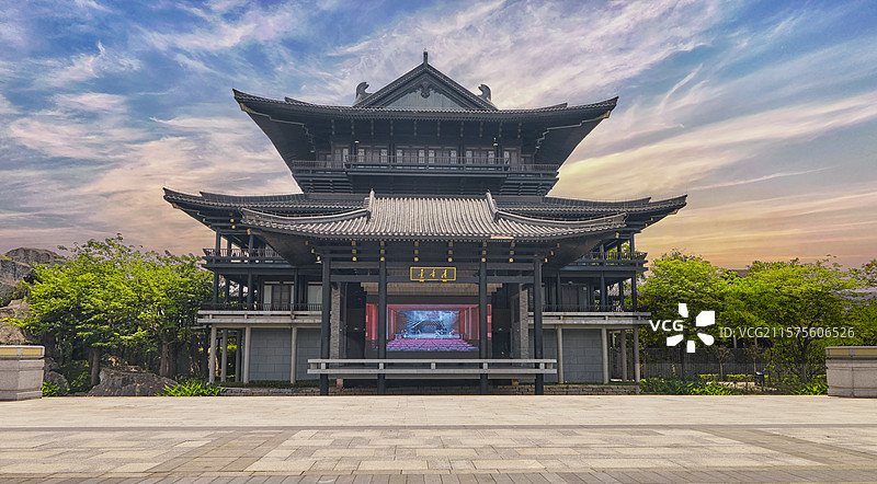 广州文化馆新馆古典岭南风格景观建筑图片素材