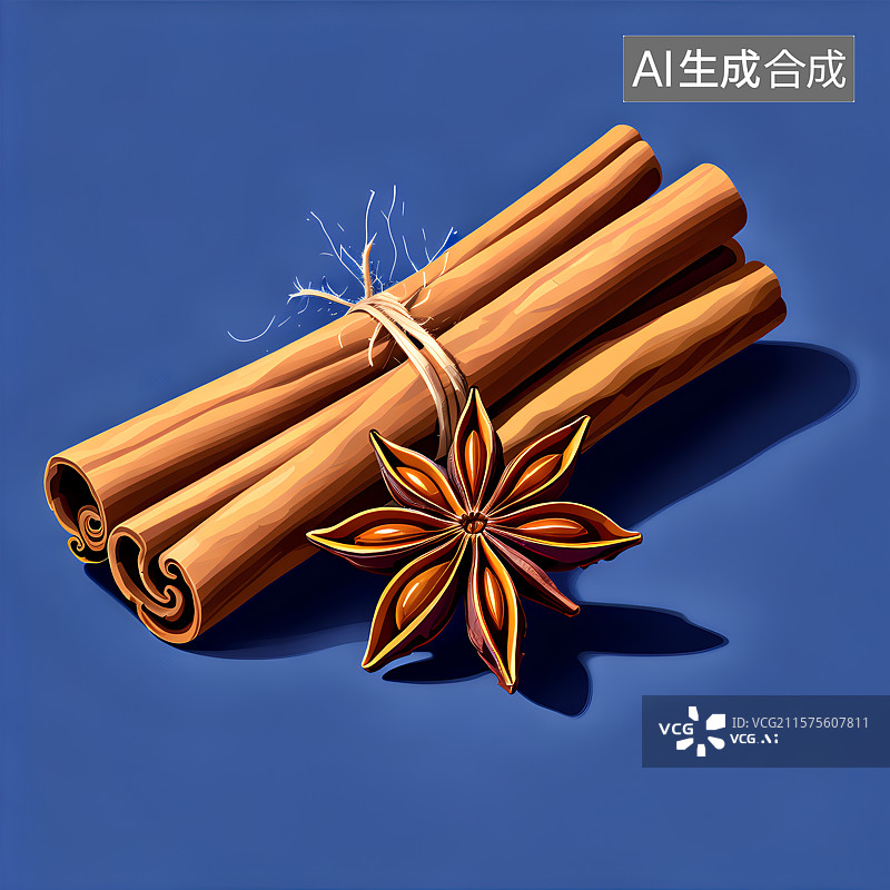 【AI数字艺术】国风手绘插画，八角，茴香，肉桂，中药，中医，辛香料图片素材