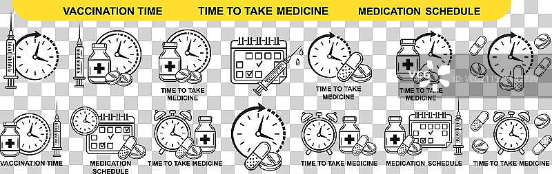 时间 药物 药丸 医疗 接种计划图片素材