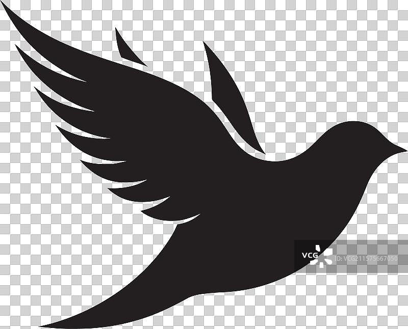 和平飞翔的优雅鸽子徽章宁静之翼标志图片素材