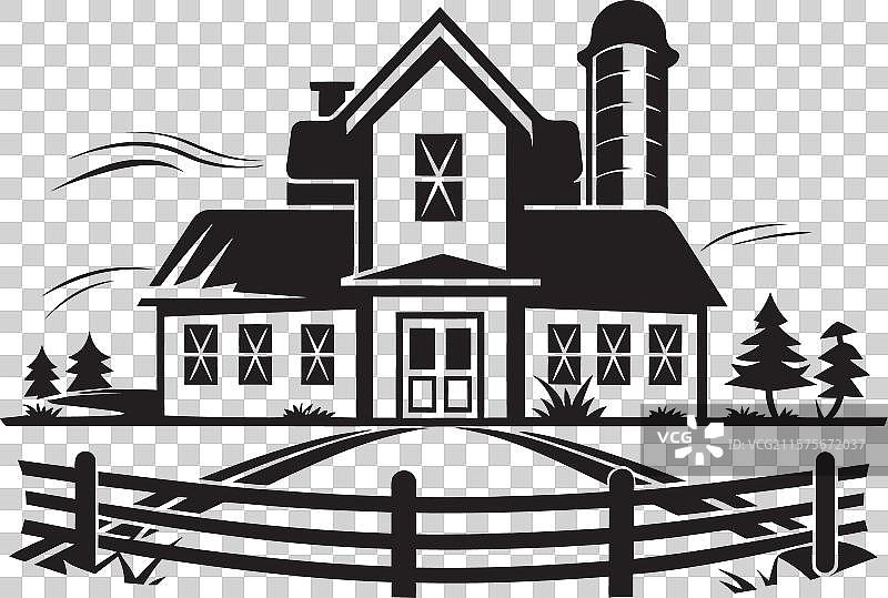 丰收天堂象征农民的房屋徽章图片素材