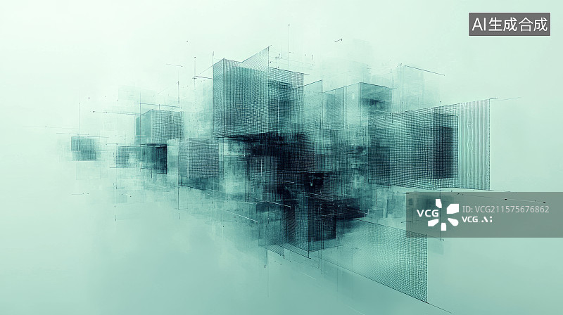 【AI数字艺术】透明立方体的抽象排列图片素材