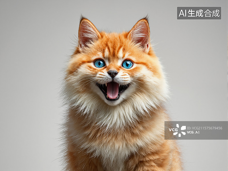 【AI数字艺术】萌猫张嘴瞬间图片素材