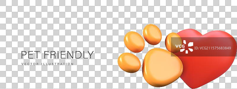 可爱的宠物友好概念，3D风格，大尺寸图片素材