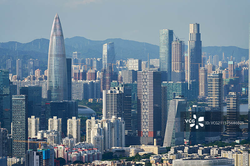 深圳湾超级总部基地 前海CBD-香港城市天际线全景图片素材