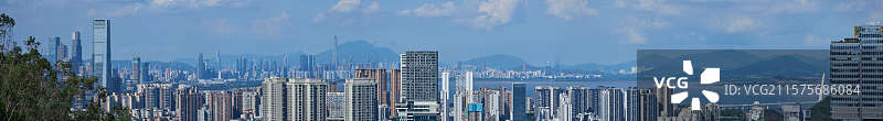 深圳湾超级总部基地 前海CBD-香港城市天际线全景图片素材