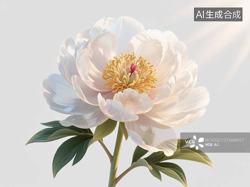 【AI数字艺术】光影簇拥的白牡丹特写：纯净优雅的自然礼赞图片素材