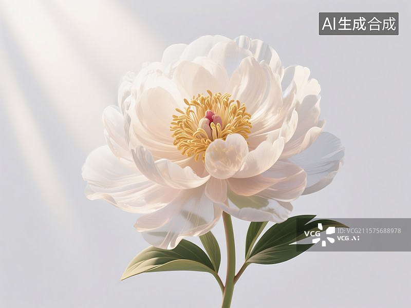 【AI数字艺术】光影簇拥的白牡丹特写：纯净优雅的自然礼赞图片素材