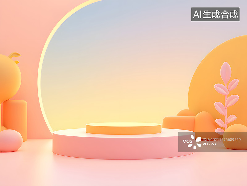 【AI数字艺术】3D场景电商产品展台背景图片素材