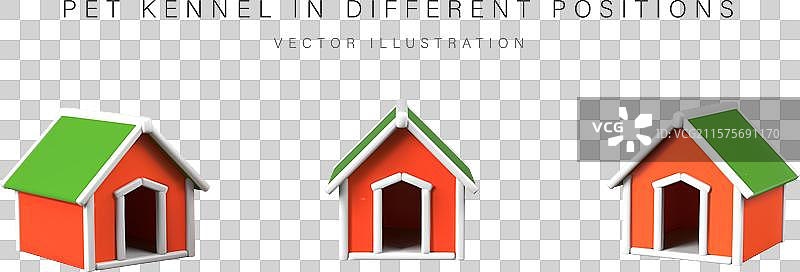 空的3D犬舍从不同角度的视图图片素材