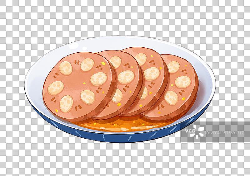 糯米藕蜜藕美食手绘风格插画元素图片素材