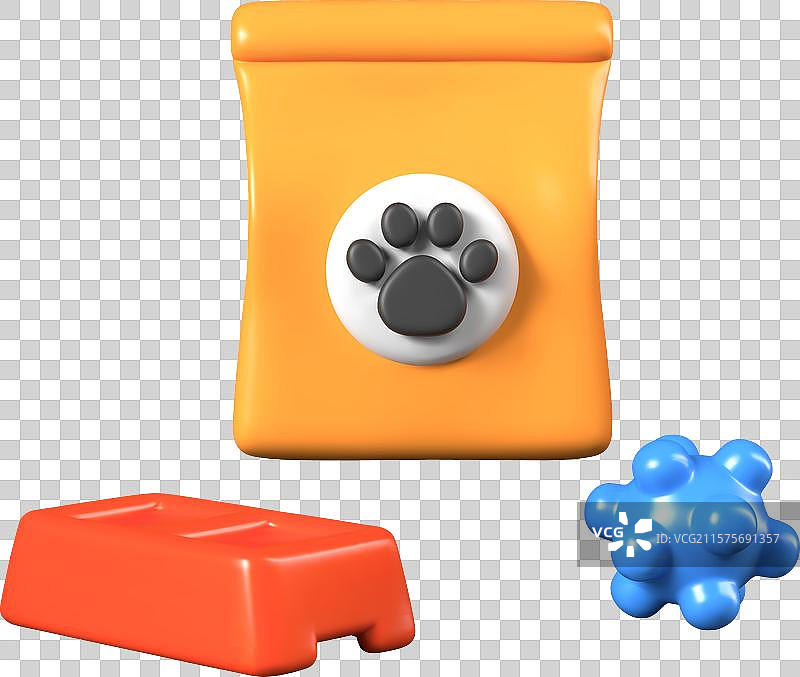 带爪印的包和明亮的食水碗图片素材