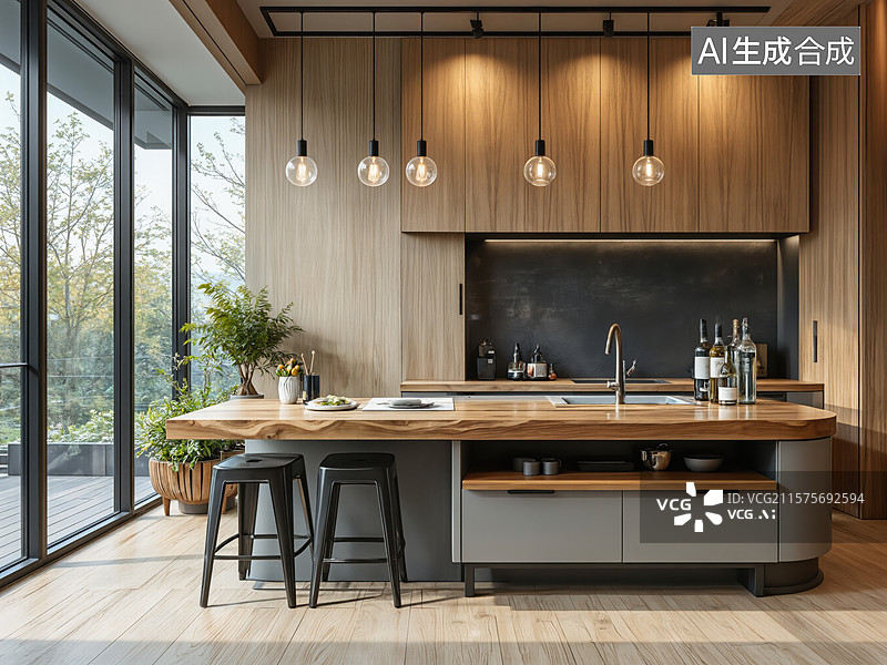 【AI数字艺术】现代厨房设计图片素材