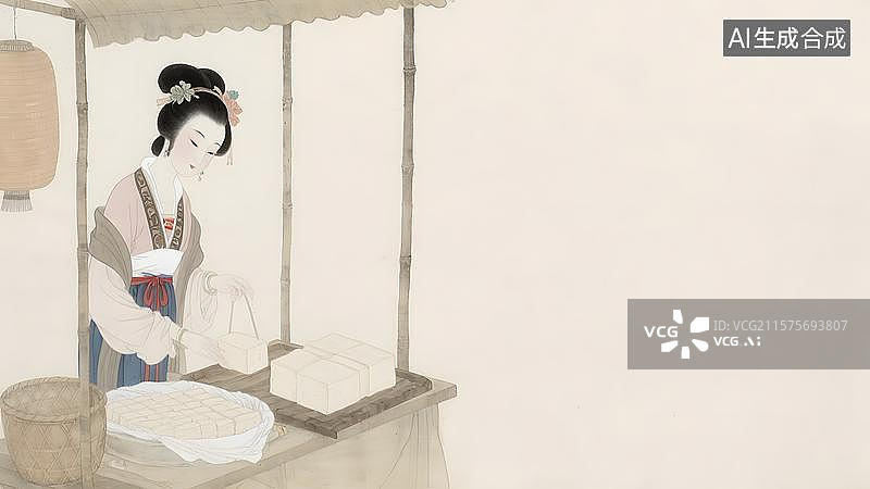 【AI数字艺术】水墨画居左图片素材