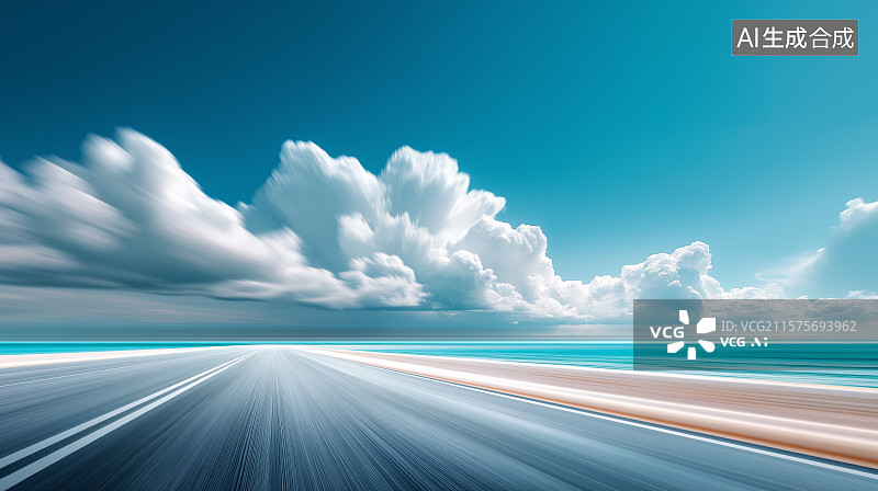 【AI数字艺术】科技背景——抽象发光道路图片素材