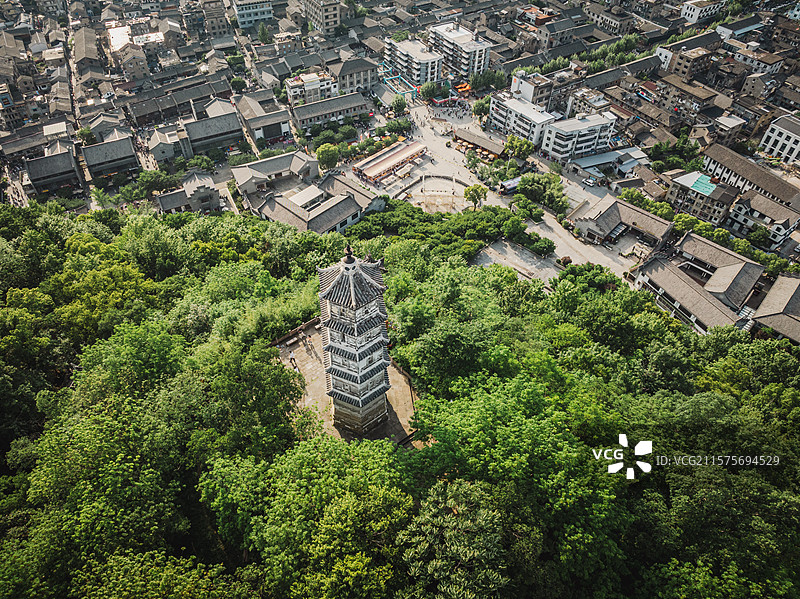 浙江，台州，临海，台州府城，巾山，航拍图片素材