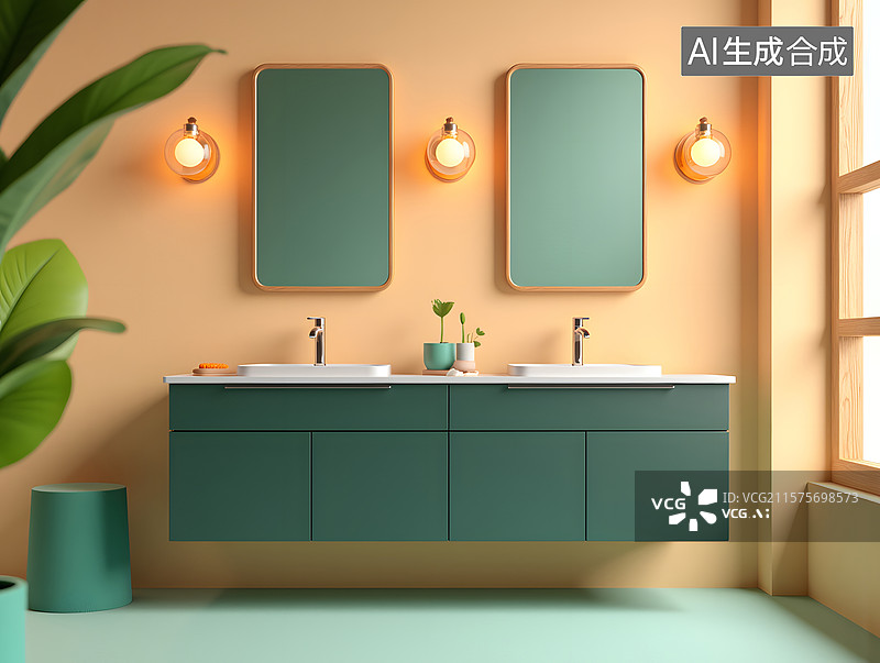 【AI数字艺术】3d渲染的卫生间洗手间背景图片素材