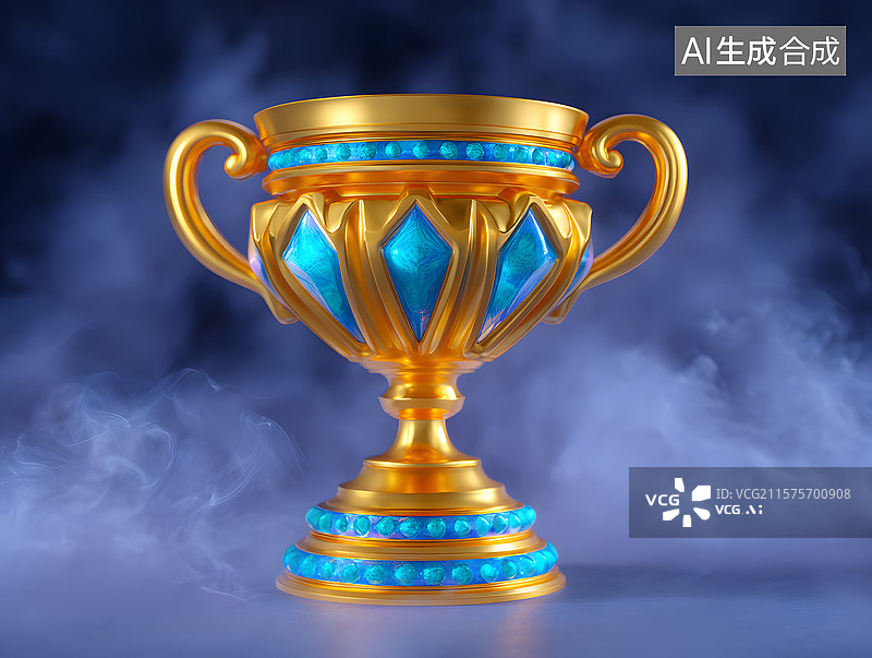 【AI数字艺术】游戏竞赛主题的冠军奖杯特写图片素材