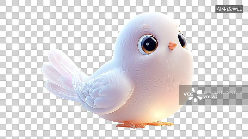 【AI数字艺术】可爱白色小鸟插画图片素材