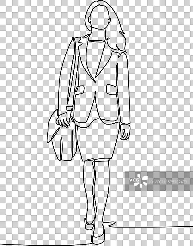 年轻女性经理的单线画图片素材