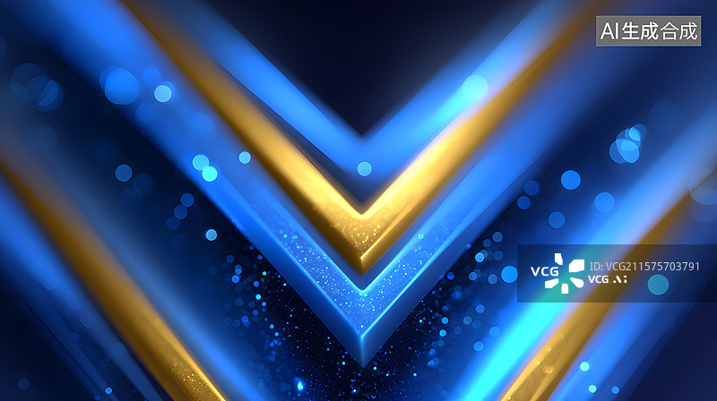 【AI数字艺术】蓝金斜线构成的科技感抽象背景图片素材