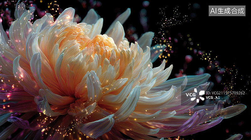 【AI数字艺术】梦幻花朵绽放，光影交织图片素材