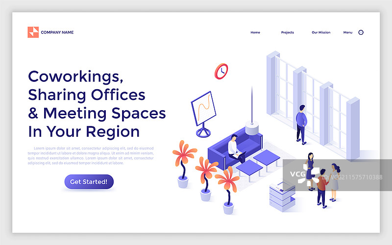 现代等距着陆页模板图片素材