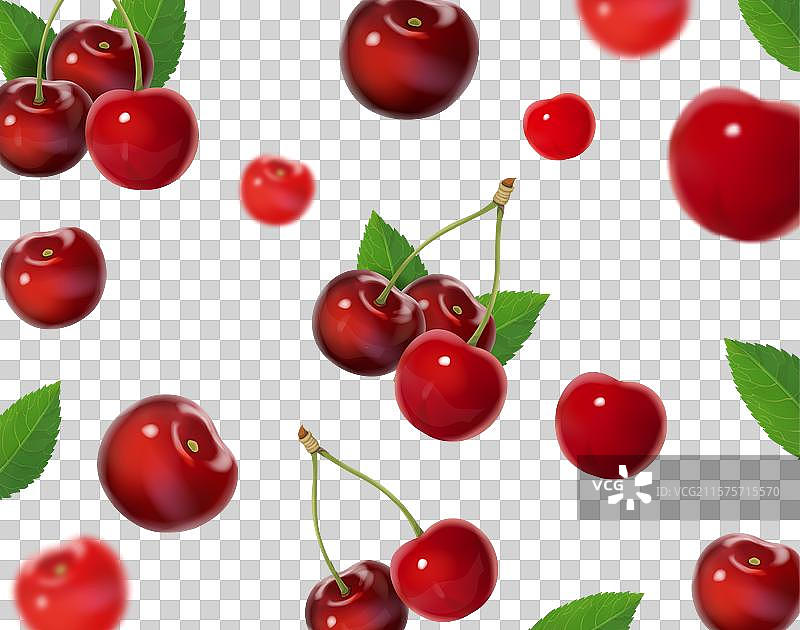 真实的红樱桃背景，樱桃纷纷落下图片素材