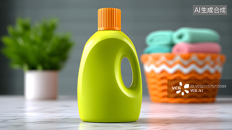 【AI数字艺术】洗衣液瓶与家居清洁场景展示图片素材