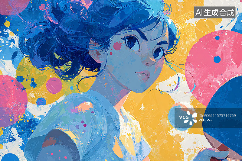 【AI数字艺术】手拿乒乓球拍的女运动员插画图片素材