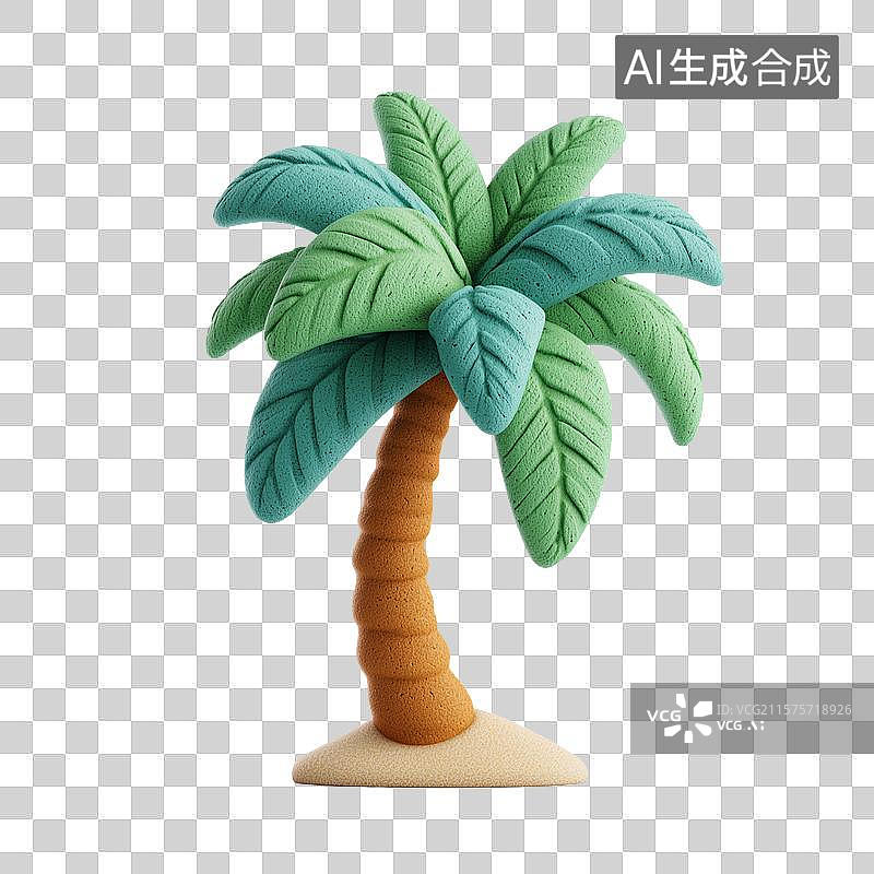 【AI数字艺术】孤立的棕榈树图标粘土风格图片素材