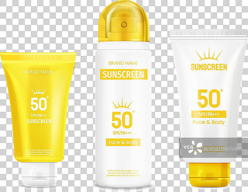 防晒霜瓶和带黄色盖子的管子图片素材
