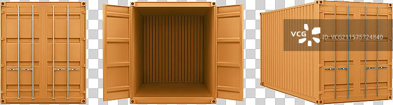 逼真的3D橙色货物运输集装箱图片素材