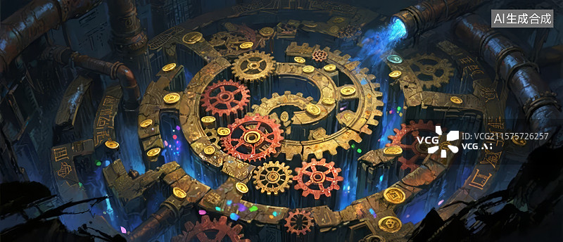 【AI数字艺术】蒸汽朋克风格的机械装置图片素材